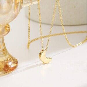Dainty Moon Necklace Women 14K Gold Plated Necklace Crescent Moon Pendant Gift